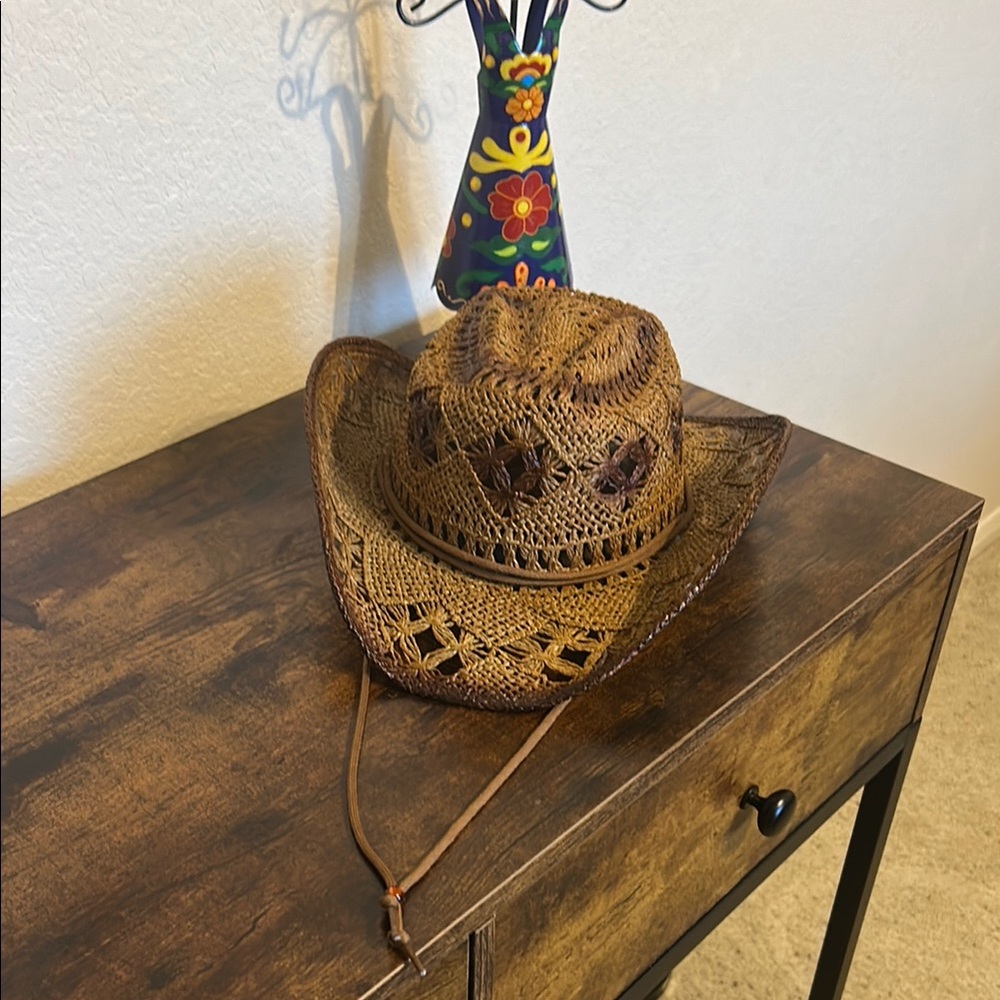 Brown Woven Cowboy Hat